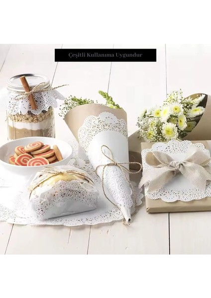 Beyaz Dantel Kağıt 28CM, 100 Adet, Zarif ve Şık Dekorasyon Malzemesi fırsatları