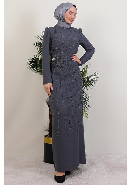 Elçin Taşlı Elbise Gri fiyatları