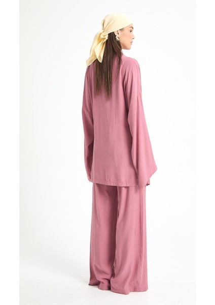 Gül Kurusu Tensel Kumaş Pantolon Kimono Alt/üst Takım 29199 indirimleri