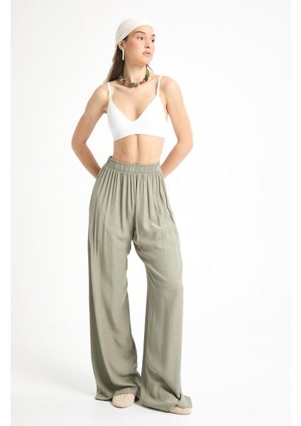 Haki Tensel Kumaş Pantolon Kimono Alt/üst Takım 29199 fırsatları