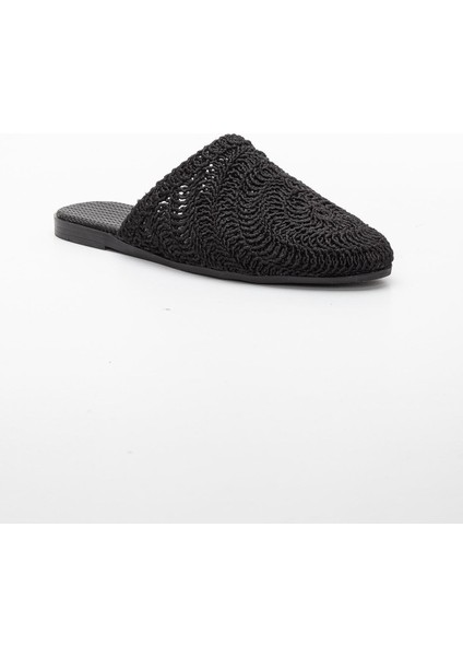 Kadın Siyah Renk Hasır Örgü Terlik Kadın Terlik Kadın Ev Terlik Kadın Siyah Terlik Yeni Sezon