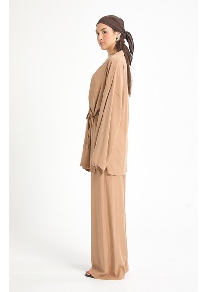 Camel Tensel Kumaş Pantolon Kimono Alt/üst Takım 29199 indirimleri