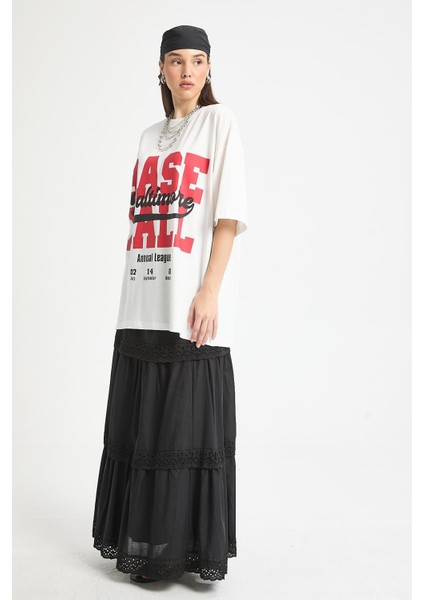 Siyah Beli Lastikli Brodeli Uzun Vual Astarlı Etek 29263 fiyatları