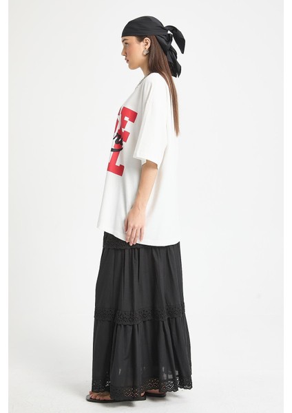 Siyah Beli Lastikli Brodeli Uzun Vual Astarlı Etek 29263 indirimleri