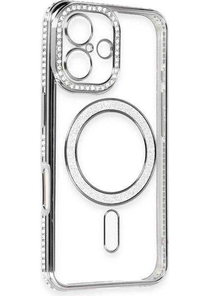 iPhone 16 Kılıf Joke Simli Magneticsafe Kılıf - Gri modelleri