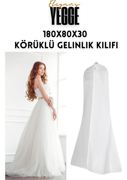 Elegans Gelinlik Kılıfı, Körüklü Gelinlik Koruma ve Taşıma Çantası Gelinlik Abiye Gamboç Elbise Hurç