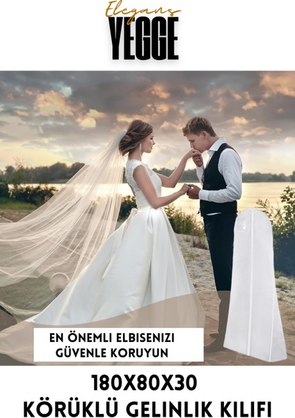 Elegans Gelinlik Kılıfı, Körüklü Gelinlik Koruma ve Taşıma Çantası Gelinlik Abiye Gamboç Elbise Hurç