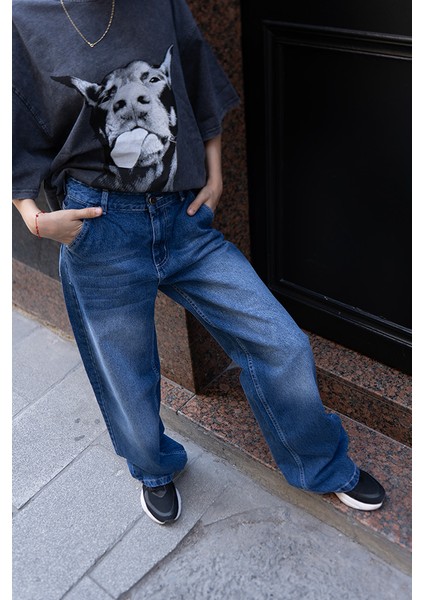 Kadın Yüksek Bel Bol Paça Jean Pantolon – Rahat Kesim | Mavi Denim fiyatları