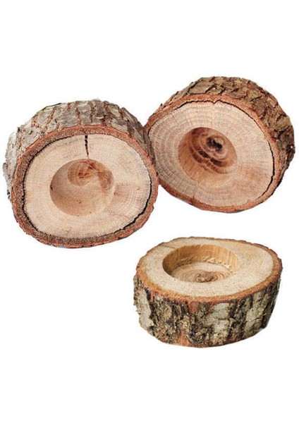 Kahverengi Ahşap Kütük Tealight Mumluk Yuvarlak 6cm En, 2,5cm Boy, 1 Adet