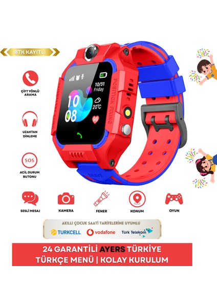 Kayıtlı Kız Çocuklar İçin Sim Kartlı Kameralı Konum Takip Özellikli Akıllı Saat fiyatları