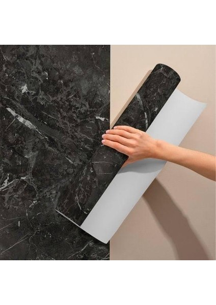 Siyah Mermer Desenli Yapışkanlı Kaplama Kağıdı 5 Metre indirimleri