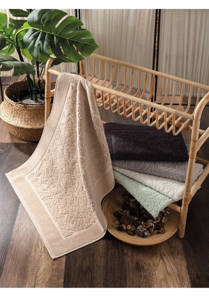 2'li Ayak Havlusu Seti, Pamuklu, Kapuçino, Damask Desen, Yumuşak, 50X70CM fırsatları