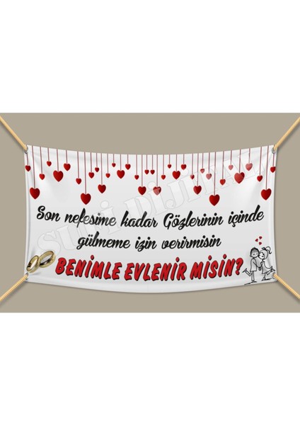 Beyaz Dijital Evlenme Teklifi Branda Afişi, Özel Anlarınızı Güzelleştirir