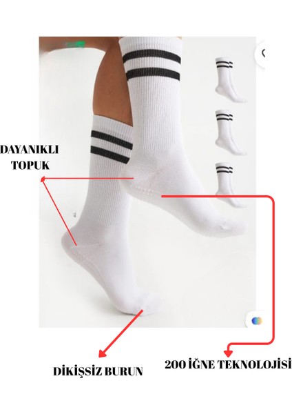Doğal Bambu Ter Emici Yumuşak Doku Siyah Çemberli Beyaz Unisex Tenis Çorap fiyatları