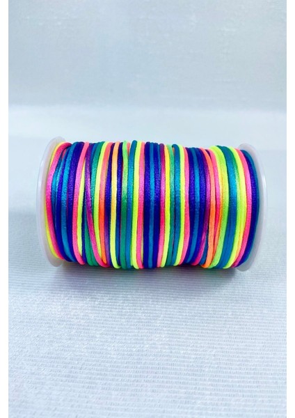 Çok Renkli Floş Ip 1 Mm, Saten Kurdele, Kolye ve Bileklik Ipi, 10 Metre modelleri
