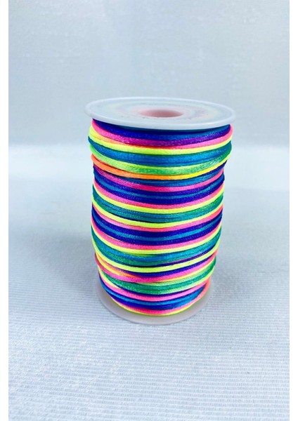 Çok Renkli Floş Ip 1 Mm, Saten Kurdele, Kolye ve Bileklik Ipi, 10 Metre fırsatları