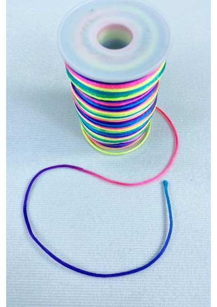 Çok Renkli Floş Ip 1 Mm, Saten Kurdele, Kolye ve Bileklik Ipi, 10 Metre