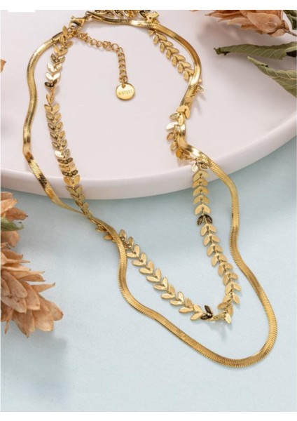 Italyan Zincir & Yaprak Desenli Çelik Kolye fiyatları