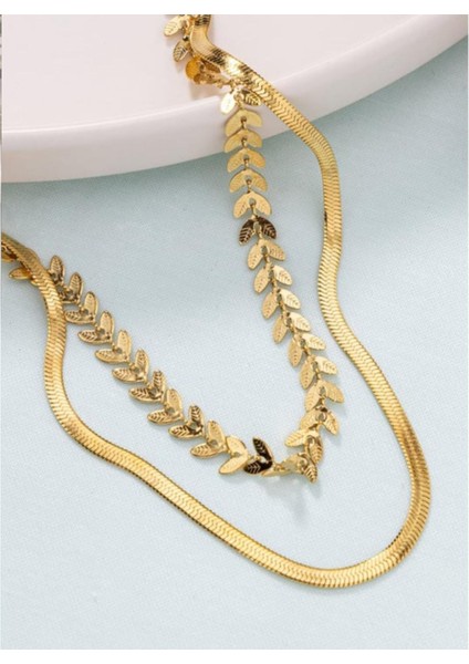 Italyan Zincir & Yaprak Desenli Çelik Kolye modelleri