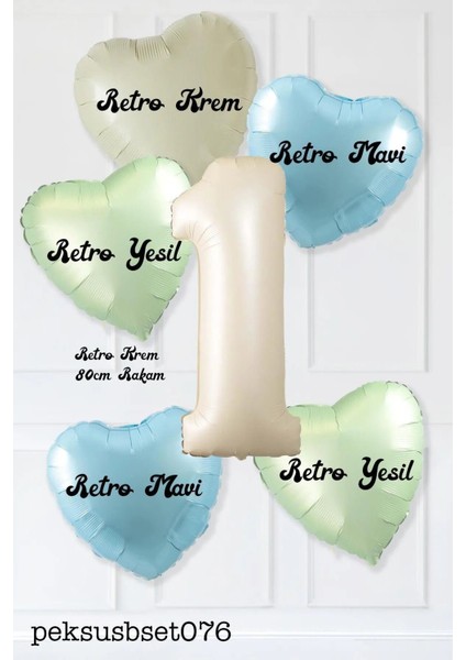 Bej ve Yeşil Renkli, Kalpli ve Rakamlı Balon Seti, Doğum Günü Kutlaması Için Ideal fırsatları