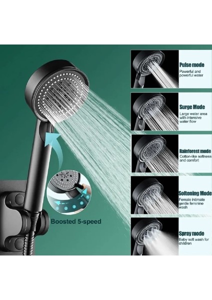 5 Kademeli Duş Başlığı Siyah modelleri