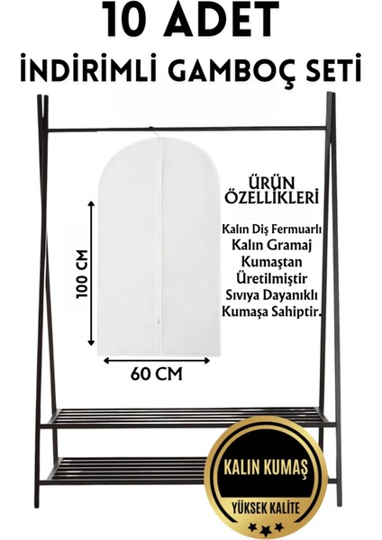 10 Adet Takım Elbise Kılıfı, Kıyafet, Elbise Koruma Taşıma Kılıfı, Beyaz Gamboç , Elbise Hurcu