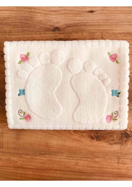 Krem Nakışlı Pamuk Ayak Havlusu 50X70, 3 Adet, Şık ve Yumuşak Dokunuş. fiyatları