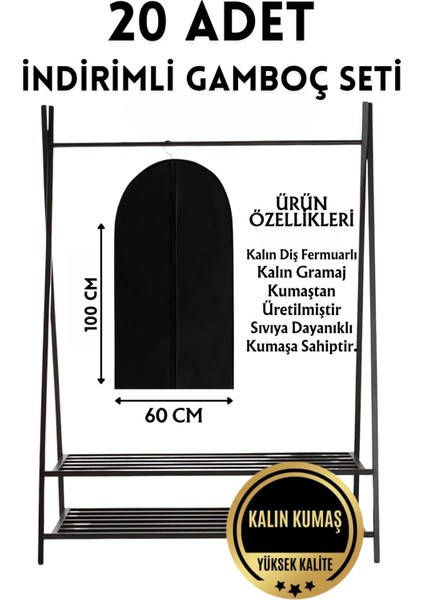 Takım Elbise Kılıfı 20 Adet Fermuarlı Koruyucu Kılıf Kıyafet Hurcu Toz Geçirmez Süper Kalite