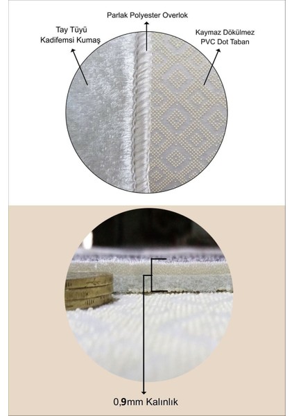 Kaymaz Tabanlı Yıkanabilir Banyo Halısı ve Paspas Takımı 2'li Set Bej modelleri