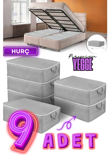 9 Adet Büyük Boy Bazaaltı ve Çekyat Hurç 64 x 45 x 22 cm Antrasit Gri Baza Altı Hurç Saklama Hurcu