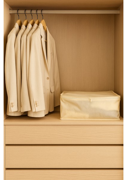 6 Adet Krem Renk Çift Başlıklı Büyük Boy Baza Altı Ve Çekyat Tipi Hurç 65 x 45 x 22cm Kortlu Fermuar modelleri