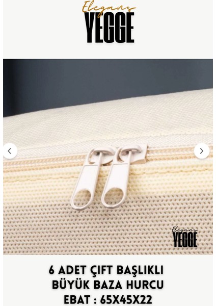 6 Adet Krem Renk Çift Başlıklı Büyük Boy Baza Altı Ve Çekyat Tipi Hurç 65 x 45 x 22cm Kortlu Fermuar fırsatları