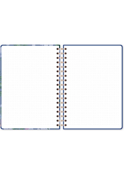 17X24 Spiralli Lastikli Sert Kapak Noktalı Not Defteri - Çiçek
