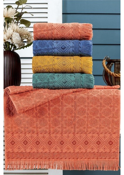 Yumuşak Pamuklu Çok Renkli 50X90 cm Su Emici Havlu Seti, 4'lü fiyatları