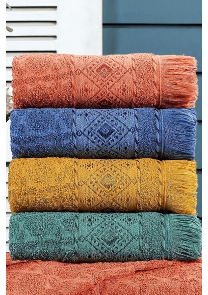 Yumuşak Pamuklu Çok Renkli 50X90 cm Su Emici Havlu Seti, 4'lü modelleri