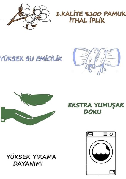 Yumuşak Pamuklu Çok Renkli 50X90 cm Su Emici Havlu Seti, 4'lü fırsatları