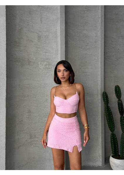 Zincir Askılı Crop & Şort Etek modelleri