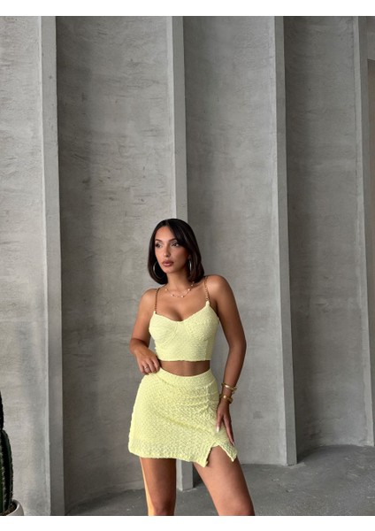 Zincir Askılı Crop & Şort Etek modelleri