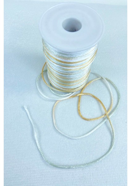 5 Metre Saten Ip, Floş, Kolye ve Bileklik Için, Hardal ve Gri Tonlarında