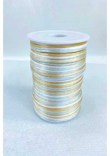 5 Metre Saten Ip, Floş, Kolye ve Bileklik Için, Hardal ve Gri Tonlarında