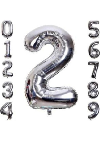 Gümüş Rengi Folyo Rakam Balon, Çok Renkli, 1 Metre Uzunluk fiyatları