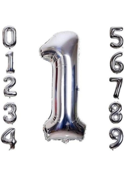 Gümüş Rengi Folyo Rakam Balon, Çok Renkli, 1 Metre Uzunluk modelleri