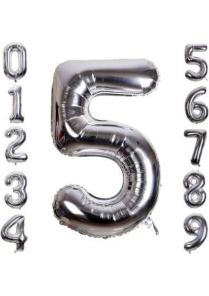 Gümüş Rengi Folyo Rakam Balon, Çok Renkli, 1 Metre Uzunluk fırsatları