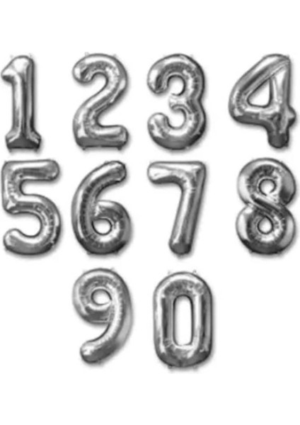 Gümüş Rengi Folyo Rakam Balon, Çok Renkli, 1 Metre Uzunluk indirimleri