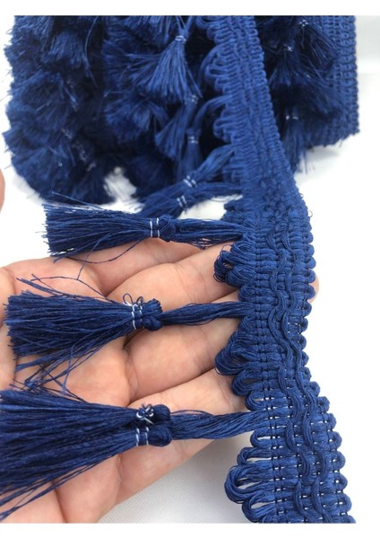 Lacivert Topuzlu Saçak Püskül, 1 Metre, En 7 Cm, Şık ve Kaliteli Dekoratif Malzeme fiyatları