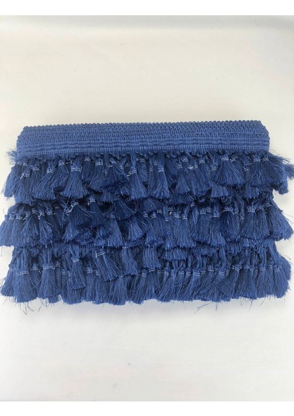Lacivert Topuzlu Saçak Püskül, 1 Metre, En 7 Cm, Şık ve Kaliteli Dekoratif Malzeme
