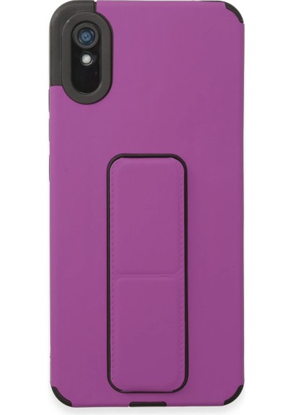 Xiaomi Redmi 9A Kılıf Mega Standlı Silikon - Mor Arbkd