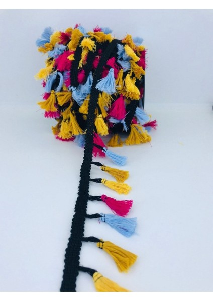 Çok Renkli Pamuk Saçak Püskül 1 Metre En 4 Cm, Şık ve Renkli Parti Malzemeleri indirimleri