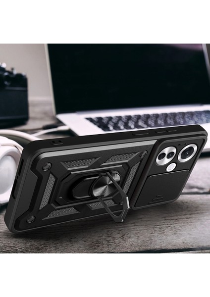 Oppo Reno 11 F 5G Kılıf Magnetik Standlı Kamera Korumalı Zore Sürgülü Vega Kapak fiyatları
