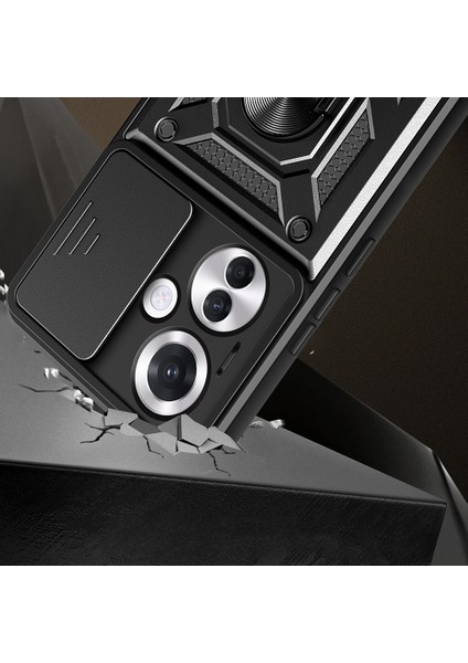 Oppo Reno 11 F 5G Kılıf Magnetik Standlı Kamera Korumalı Zore Sürgülü Vega Kapak modelleri